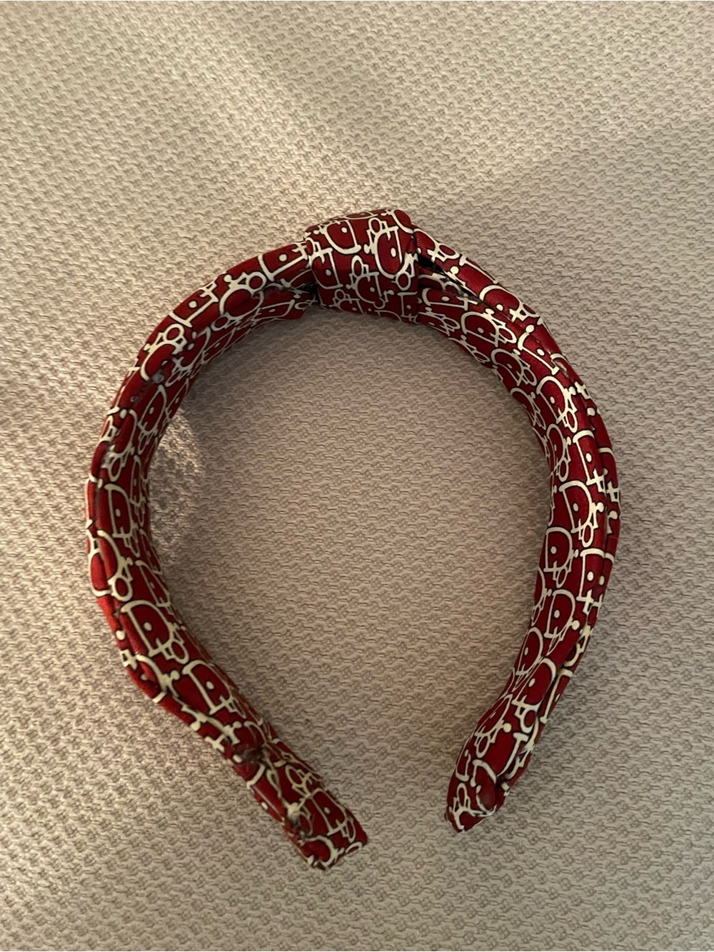 Dior Red and White Knot Headband